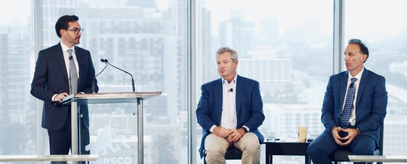 Lance DiLorio speaking at an Invesco town hall in Atlanta